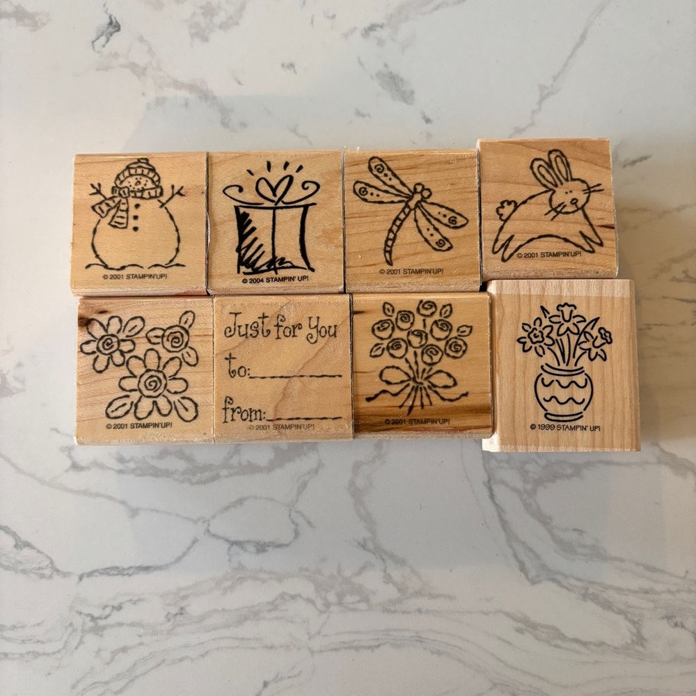 STAMPIN UP! Retired, Wood mounted - 8 stamps